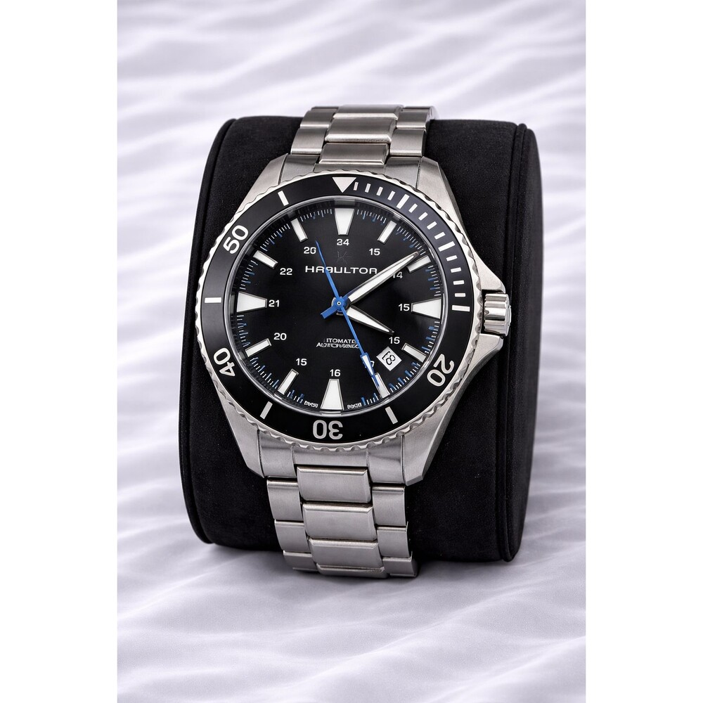 Hamilton Khaki Navy Men's Black Watch with Silver Stainless Steel Band -...